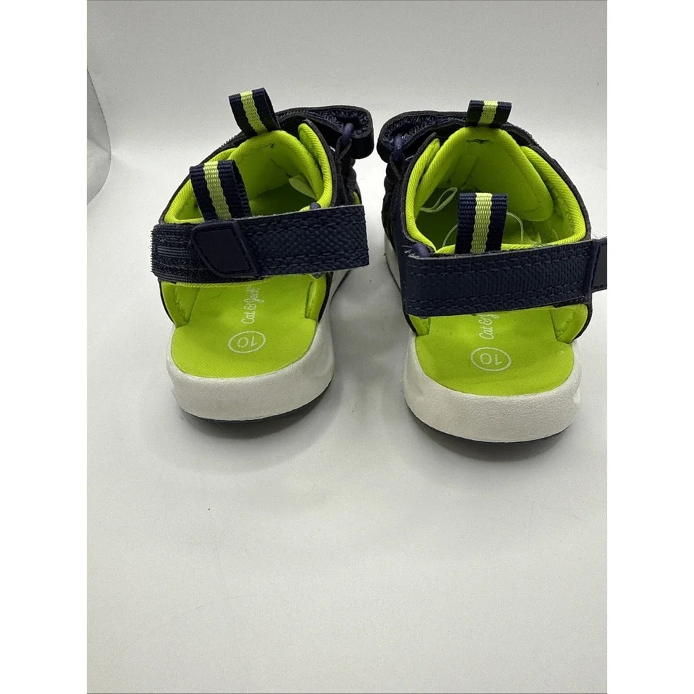 Cat & Jack Boys Navy Blue Lime Green‎ Closed Toe Water Sandals Size 10 Toddler